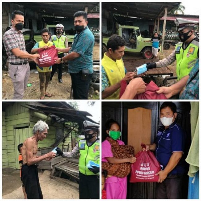 Polres Tapsel, Pemkab dan TNI Bagikan Bansos PPKM Mikro