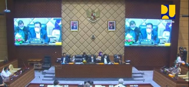  Rapat Komisi V DPR RI, Menteri Basuki Sampaikan Penyelesaian Penanganan Rehabilitasi dan Rekonstruksi Pascabencana Selama 2021-2022