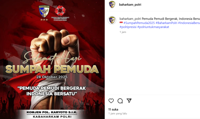Kabaharkam Polri Ajak Pemuda Kobarkan Semangat Persatuan di Hari Sumpah Pemuda ke-97