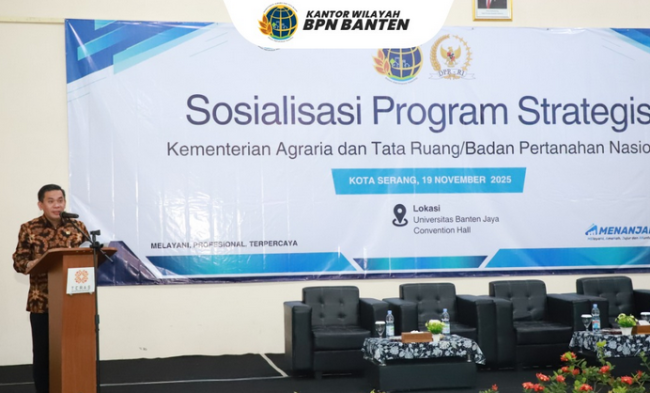 Kanwil BPN Banten Sosialisasikan Program Strategis 2025, Sertifikat Wakaf dan PTSL Diserahkan kepada Warga